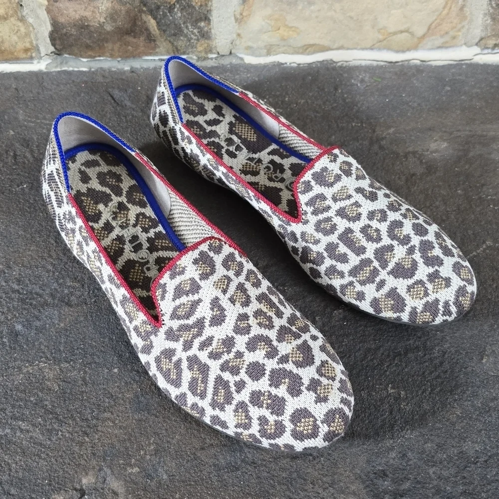 Rothys 10 Mocha Spot Leopard Print Loafers Slip On Shoes - Picture 2 of 10